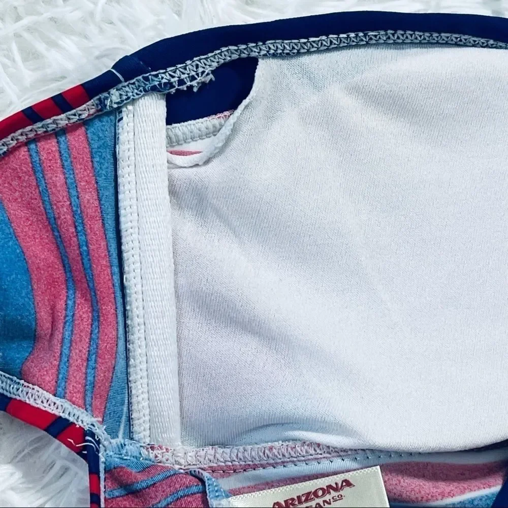 EUC‎ Arizona Striped Tankini Halter Swim Top M Red